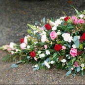 Pink, White and Red Casket Spray